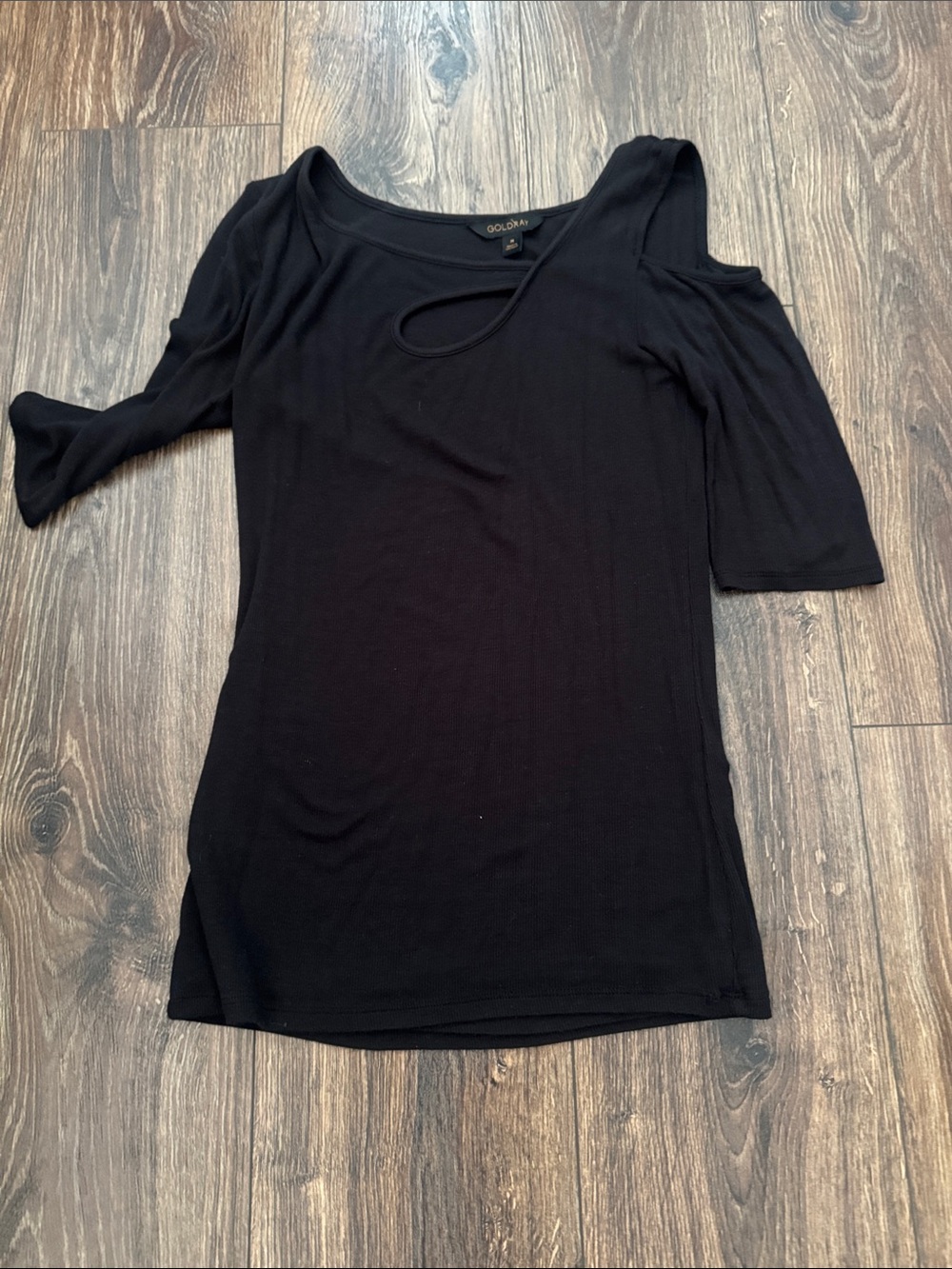 Black One-Shoulder Cutout Short Sleeve Tee